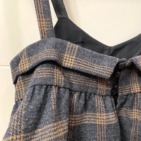 NWOT Hüming Plaid Babydoll Peplum Cropped Tank Top Dark Academia - Picture 7 of 12